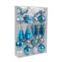 27Pk Christmas Ornament-Blue And Silver