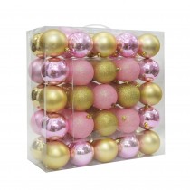 Combo 50Pk 3 Inch Shiny Glitter Square-Gold/Pink Christmas Ornament