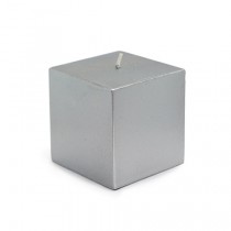 3 x 3 Inch Metallic Silver Square Pillar Candles
