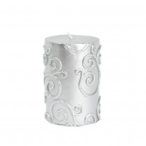 3 x 4 Inch Silver Scroll Pillar Candle (12pcs/Case) Bulk