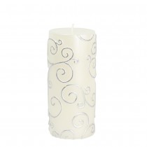 3 x 6 Inch White Scroll Pillar Candle (12pcs/Case) Bulk