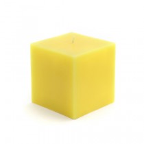 3 x 3 Inch Yellow Square Pillar Candles (12pcs/Case) Bulk