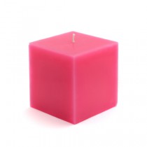 3 x 3 Inch Hot Pink Square Pillar Candles (12pcs/Case) Bulk