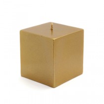 3 x 3 Inch Metallic Bronze Gold Square Pillar Candles (12pcs/Case) Bulk