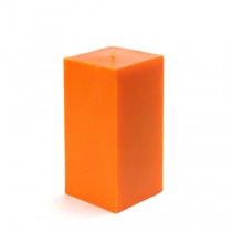3 x 6 Inch Orange Square Pillar Candle  (12pcs/Case) Bulk