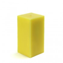 3 x 6 Inch Yellow Square Pillar Candle  (12pcs/Case) Bulk