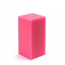 3 x 6 Inch Hot Pink Square Pillar Candle  (12pcs/Case) Bulk