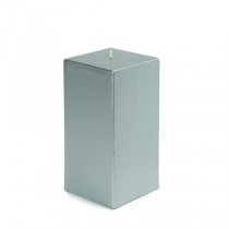 3 x 6 Inch Metallic Silver Square Pillar Candle  (12pcs/Case) Bulk