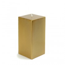 3 x 6 Inch Metallic Bronze Gold Square Pillar Candle  (12pcs/Case) Bulk