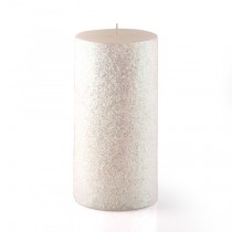 3 x 6 Inch Metallic White Glitter Pillar Candle (12pcs/Case) Bulk