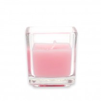 Light Rose Square Glass Votive Candles (12pc/Box)