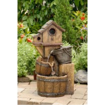 Bird House Outdoor Water Fountain Without Light