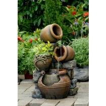 Multi Pots Outdoor Water Fountain With Flower Pot
