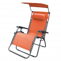 Oversized Zero Gravity Chair with Sunshade and Drink Tray - Orange