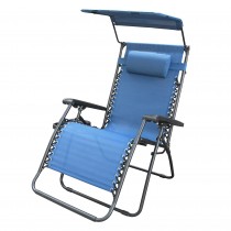 Oversized Zero Gravity Chair with Sunshade and Drink Tray - Blue