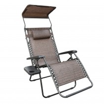 Oversized Zero Gravity Chair with Sunshade and Drink Tray - Brown Mesh