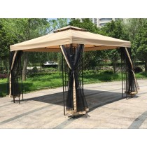 120 Inch x 120 Inch Metal Gazebo With Double Roof And Netting