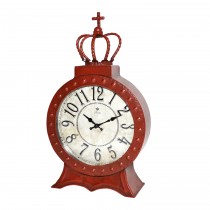8" Red Metal Table Clock