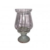 12 Inch Ceramic Glass Hurricane Candle Holder 