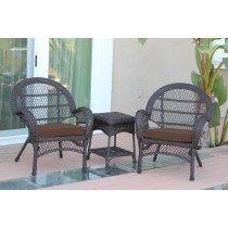 3pc Santa Maria Espresso Wicker Chair Set - Brown Cushions