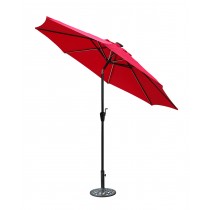 9 FT Aluminum Umbrella with Crank and Solar Guide Tubes - Black Pole/Red Fabric