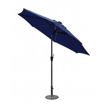 9 FT Aluminum Umbrella with Crank and Solar Guide Tubes - Black Pole/Blue Fabric