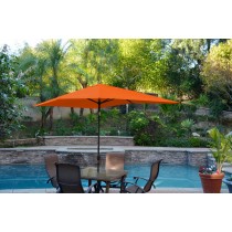 6.5FT x 10FT Aluminum Patio Market Umbrella Tilt with Crank - Orange Fabric/Black Pole