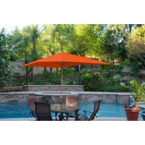 6.5FT x 10FT Aluminum Patio Market Umbrella Tilt with Crank - Orange Fabric/Bronze Pole