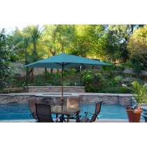 6.5FT x 10FT Aluminum Patio Market Umbrella Tilt with Crank - Turquoise Fabric/Champagne  Pole