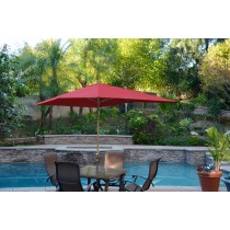 6.5FT x 10FT Aluminum Patio Market Umbrella Tilt with Crank - Burgundy Fabric/Bronze Pole