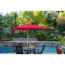 6.5FT x 10FT Aluminum Patio Market Umbrella Tilt with Crank - Red Fabric/Grey Pole