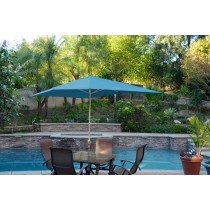 6.5FT x 10FT Aluminum Patio Market Umbrella Tilt with Crank - Turquoise Fabric/Grey Pole