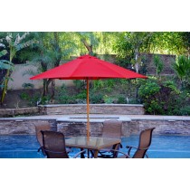 9ft. Wood Market Umbrella - Red