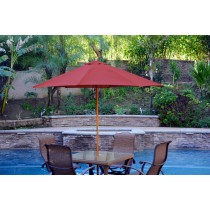 9ft. Wood Market Umbrella - Burgundy