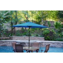 9ft. Aluminum Patio Market Umbrella Tilt with Crank - Turquoise Fabric/Black Pole
