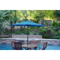 6.5FT x 10FT Aluminum Patio Market Umbrella Tilt with Crank - Turquoise Fabric/Black Pole