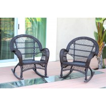 Santa Maria Espresso Rocker Wicker Chair Without Cushion - Set of 2