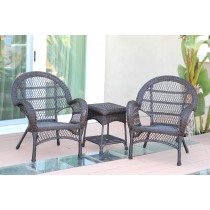 3pc Santa Maria Espresso Wicker Chair Set Without Cushion