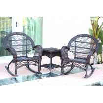 3pc Santa Maria Espresso Rocker Wicker Chair Set Without Cushion