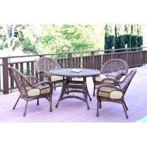 5pc Santa Maria Honey Wicker Dining Set - Ivory Cushions