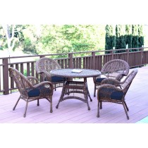 5pc Santa Maria Honey Wicker Dining Set - Midnight Blue Cushions
