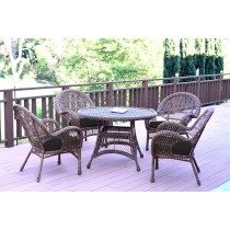 5pc Santa Maria Honey Wicker Dining Set - Black Cushions