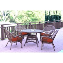 5pc Santa Maria Honey Wicker Dining Set - Brick Red Cushions