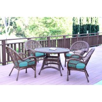 5pc Santa Maria Honey Wicker Dining Set - Sky Blue Cushions