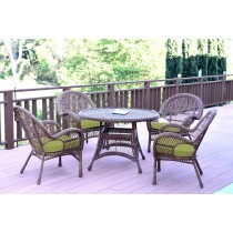 5pc Santa Maria Honey Wicker Dining Set - Sage Green Cushions