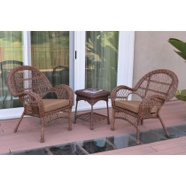 3pc Santa Maria Honey Wicker Chair Set - Brown Cushions
