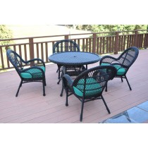 5pc Santa Maria Black Wicker Dining Set - Turquoise Cushions