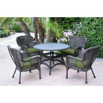 5pc Windsor Espresso Wicker Dining Set with Hunter Green Cushions