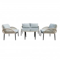 4PC ROPE WICKER CUSH SEATING SET GREY