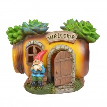 5.5 Inch H Polyresin Solar LED Light Succulent House